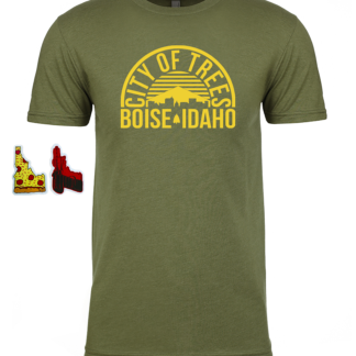 Boise Arch Skyline Unisex T + Pizza & Potato Gun Stickers (Free Local Shipping)